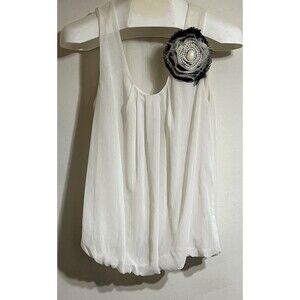 Peridot Tank Top Flower Accent Boho  Beaded Regency Retro Feather sheer P